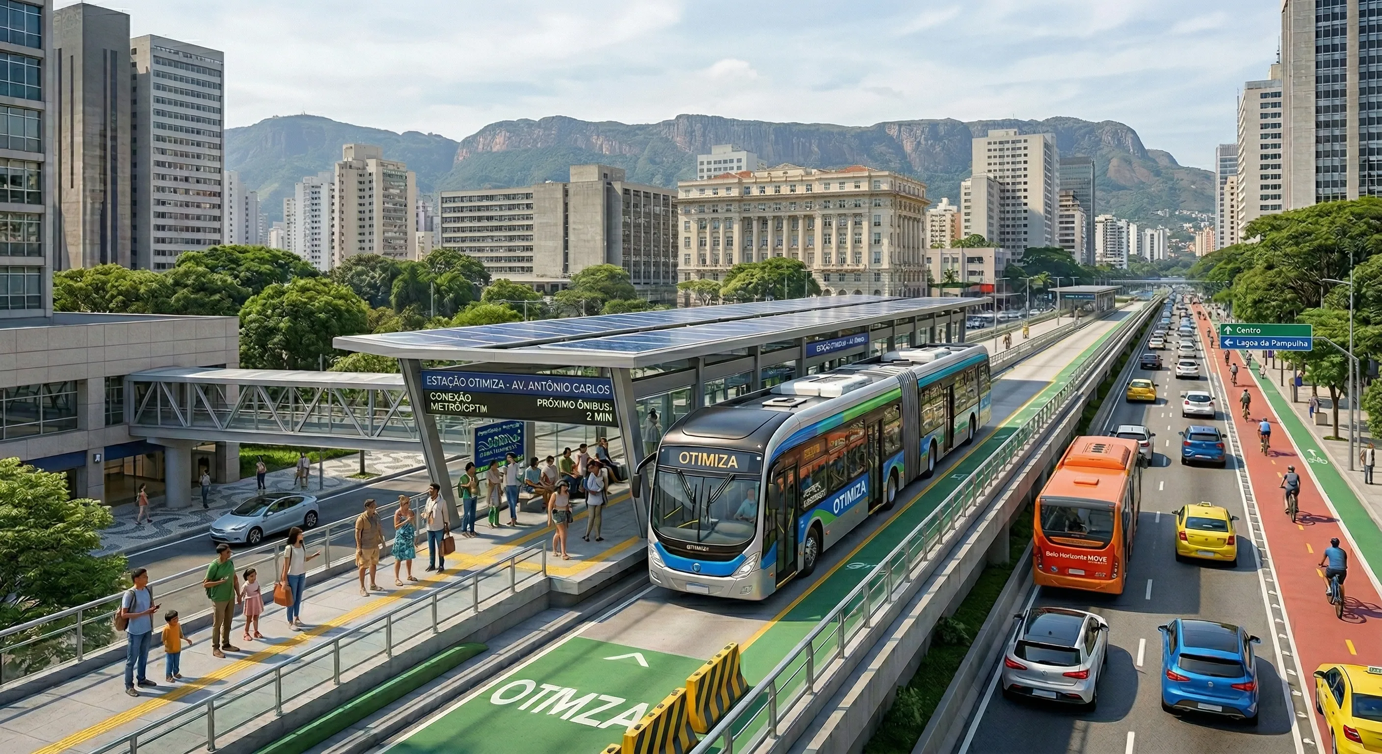 Mobilidade urbana corporativa com transporte publico e veiculos particulares