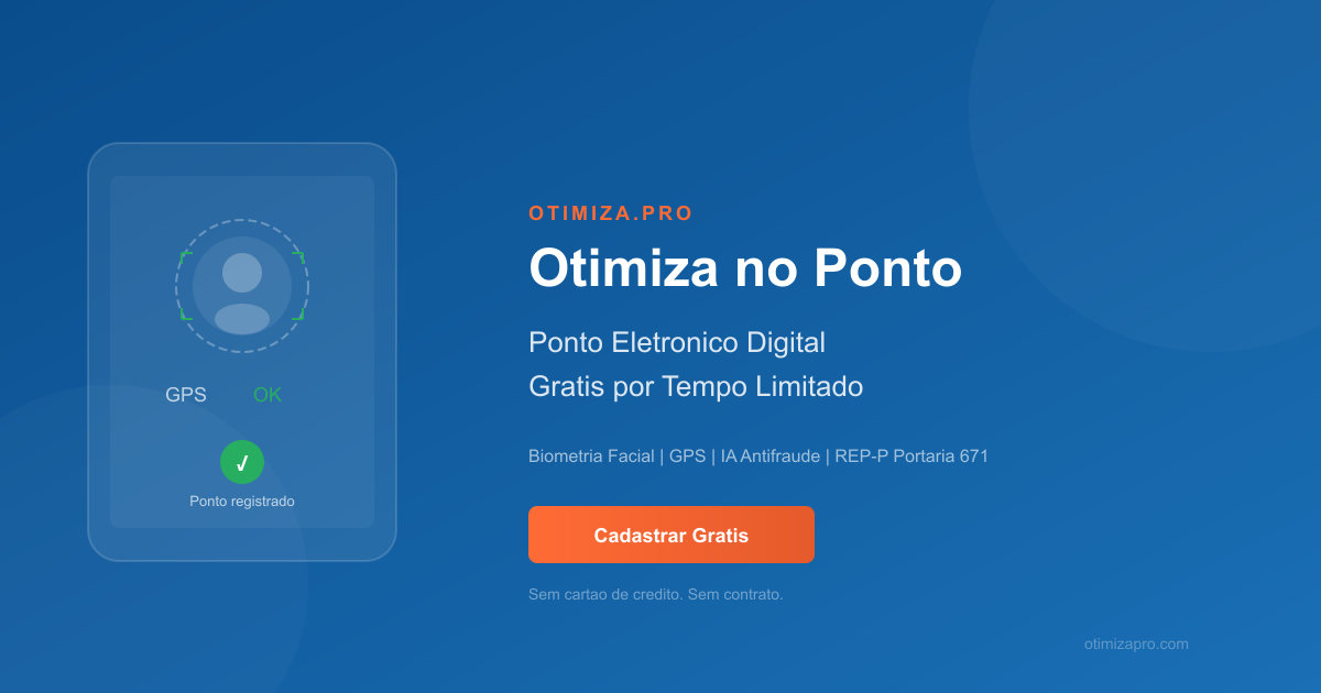 Otimiza no Ponto - Plataforma de ponto eletronico digital gratuito com biometria facial e geolocalizacao